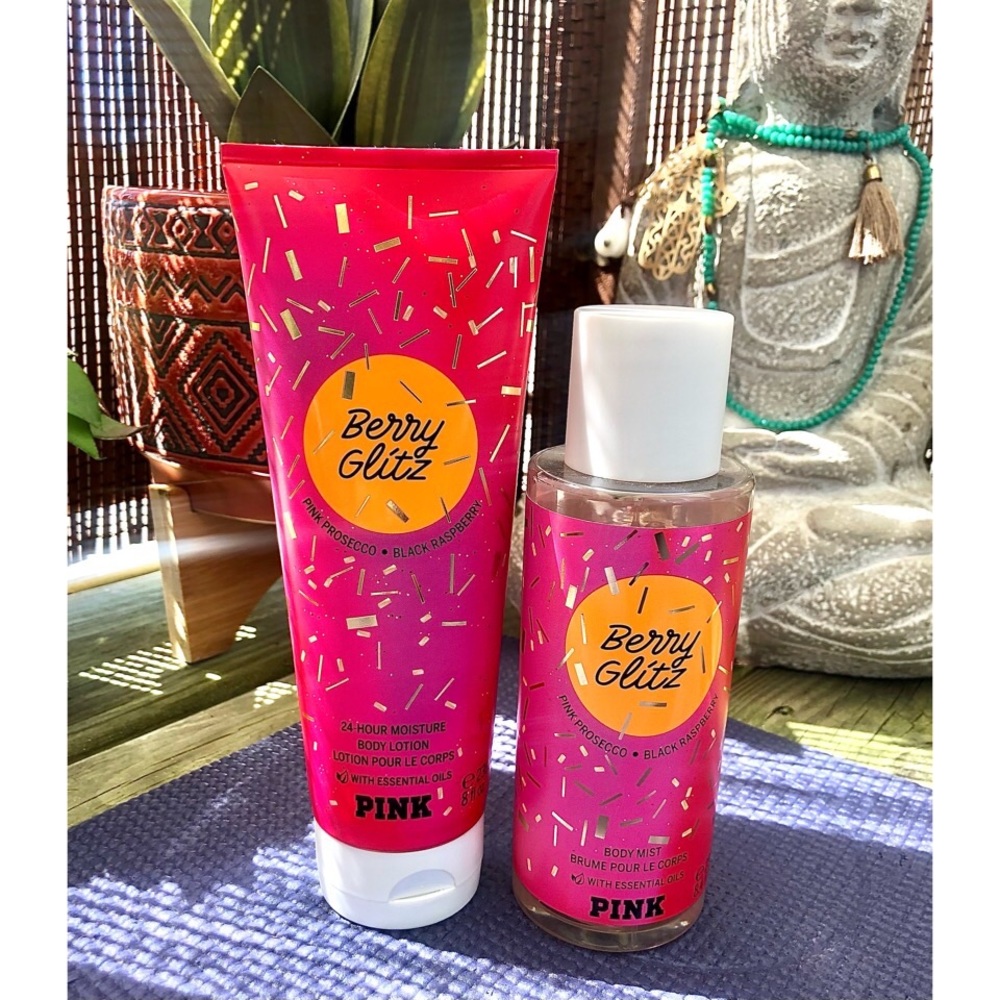 Victorias Secret PINK Berry Glitz set, body mist and lotion